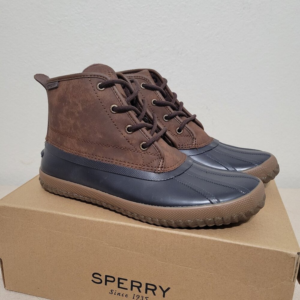 New Men Sperry Breakwater Duck Boot Waterproof Short Brown Navy Blue Size 9